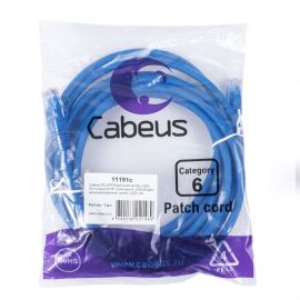 Патч-корд 4 пары, 2хRJ45, 3м, Кат.6, UTP, синий, LSZH, Cabeus PC-UTP-RJ45-Cat.6-3m-BL-LSZH