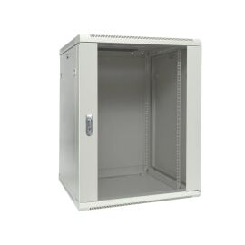 Шкаф настенный 19", 12U, 600х600мм, стекл. дверь, серый, TERACOM PRO TRP-WLL-1266-40G