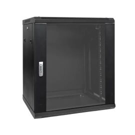 Шкаф настенный 19", 12U, 600х450мм, стекл. дверь, черный, TERACOM PRO TRP-WLL-1264-40B