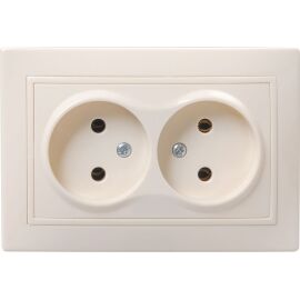 KVARTA Розетка 2-местная без заземления без защитных шторок 10А кер. РС12-2-Км кремовый GENERICA