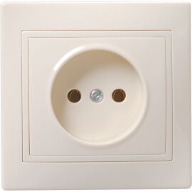 KVARTA Розетка 1-местная без заземления без защитных шторок 10А кер. РС10-2-Км кремовый GENERICA