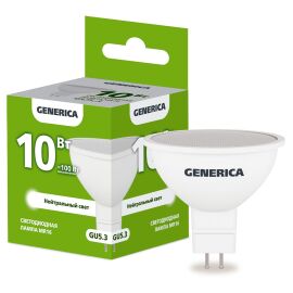 Лампа светодиодная MR16 софит 10Вт 230В 4000К GU5.3 GENERICA