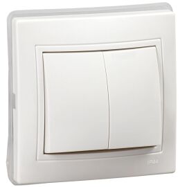 KVARTA Выключатель 2-клавишный 10А IP44 ВС10-2-0-КБ-44 белый GENERICA