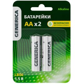 Батарейка щелочная Alkaline LR06/AA (2шт/блистер) GENERICA
