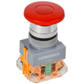 Кнопка управления D7-MZS "Грибок" d=22мм 1NC+1NO с фиксацией красная GENERICA