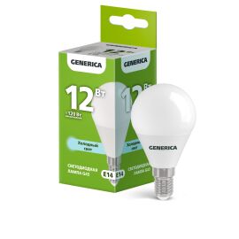 Лампа светодиодная G45 шар 12Вт 230В 6500К E14 GENERICA