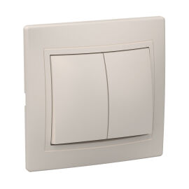 Выключатель 2-клавишный, 10А, ВС10-2-0-ККм, кремовый, IEK EVK20-K33-10-DM