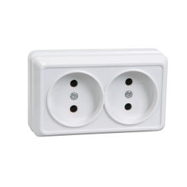 Розетка 2местн. без з/к 10А откр.уст., ОКТАВА (белый), IEK, ERO20-K01-10-DC