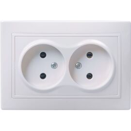 KVARTA Розетка 2-местная без заземления без защитных шторок 10А кер РС12-2-КБ белый GENERICA