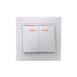 Выключатель 2-клавишный с индикацией, 10А, ВС10-2-1-КБ, белый, IEK EVK21-K01-10-DM