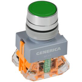 Кнопка управления D7-11T d=22мм 1NC+1NO с фиксацией зеленая GENERICA
