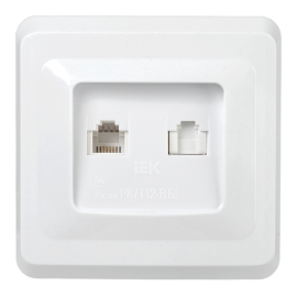 Розетка 2-местная RJ11/RJ45 РК/Т12-ВБ белый VEGA, GENERICA EIV20-K01-DM