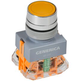 Кнопка управления D7-11T d=22мм 1NC+1NO с фиксацией желтая GENERICA