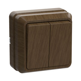 Выключатель 2-клавишный, для открытой установки, 10А, ВС20-2-0-ОД, дуб, IEK EVO20-K04-10-DC