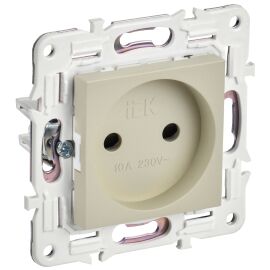SKANDY Розетка без заземления с защитными шторками 10А SK-R01B бежевый IEK
