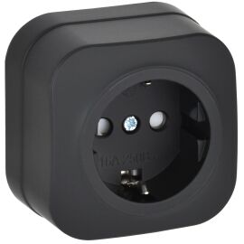 GLORY Розетка 1-местная для открытой установки с заземлением с защитными шторками 16А РСш20-3-ХЧм че