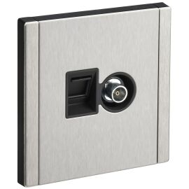 FORTE&PIANO Розетка двойная TV+RJ45 кат.5E FP736M металл никель IEK