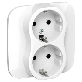 FLITE Розетка 2-местная с заземлением без защитных шторок 16А РС12-0-А-ФлБ белый IEK