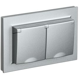 BRITE Розетка 2-местная с заземлением с защитными шторками и крышкой 16А в сборе IP44 РСбш12-3-44-Бр