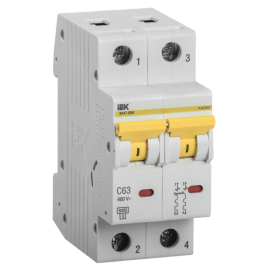 Выключатель автоматический ВА47-60М 2Р 63А 6 кА х-ка С, IEK MVA31-2-063-C