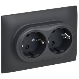 SKANDY Розетка 2-местная с заземлением с защитными шторками 16А в сборе SK-R07T титан IEK