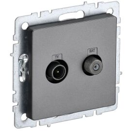 BRITE Розетка двойная TV+SAT РТВ/РСп12-БрС сталь IEK