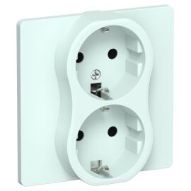 FLITE Розетка 2-местная с заземлением без защитных шторок 16А РС12-0-К-ФлХЛ холодный лед IEK