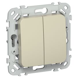 FLITE Выключатель 2-клавишный 10А ВС12-1-0-ФлШ шампань IEK