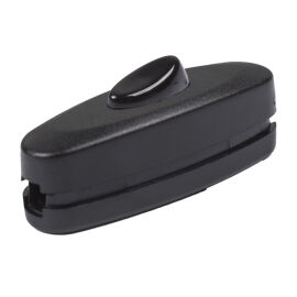 Выключатель-кнопка ON-OFF, 250V, 2А, черный на электропровод (для настольной лампы), REXANT 36-3018