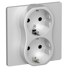 FLITE Розетка 2-местная с заземлением без защитных шторок безвинтовое крепление 16А РС12-1-К-ФлА алю