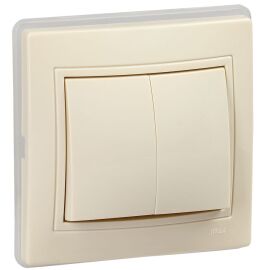 KVARTA Выключатель 2-клавишный 10А ВС10-2-0-ККм-44 кремовый GENERICA