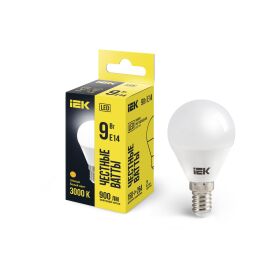 Лампа светодиодная G45 шар 9Вт 230В 3000К E14 IEK