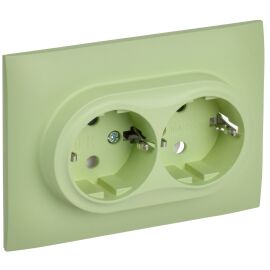 SKANDY Розетка 2-местная с заземлением без защитных шторок 16А в сборе SK-R08G мятный IEK