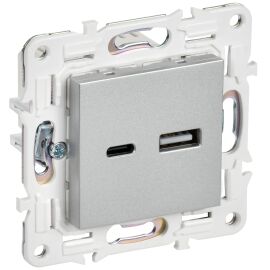 SKANDY Розетка USB A+C 3,1А SK-R14S серебряный IEK