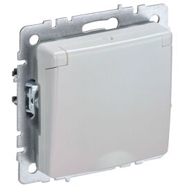 BRITE Розетка 1-местная с заземлением с защитными шторками и крышкой 16А IP44 РСбш10-3-44-БрЖ жемчуг