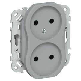 FLITE Розетка 2-местная без заземления без защитных шторок 10А РС02-0-ФлС серый IEK