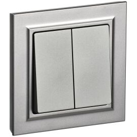 BRITE Выключатель 2-клавишный 10А в сборе ВСР10-2-0-БрС сталь IEK