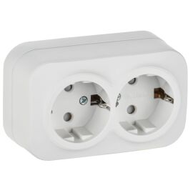 GLORY Розетка 2-местная для открытой установки с заземлением с защитными шторками 16А РСш22-3-ХБм бе