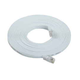 Патч-корд 4 пары, 2хRJ45, 10м, Кат.6, FTP, белый, PVC, плоский, ITK PC08-C06U-10M-FL