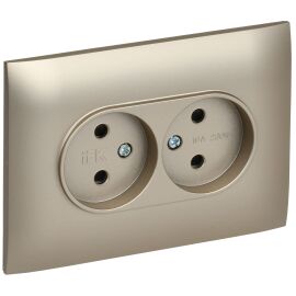 SKANDY Розетка 2-местная без заземления с защитными шторками 10А в сборе SK-R09Sh шампань IEK