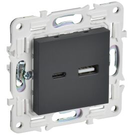 SKANDY Розетка USB A+C 18Вт SK-R13G графит IEK