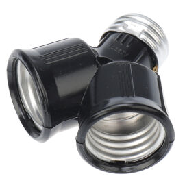 Разветвитель цокольный Е27-2хЕ27 черный, REXANT 11-8860