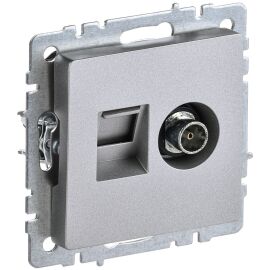 BRITE Розетка двойная TV+RJ45 кат.5E РТВ/РК12-БрА алюминий IEK