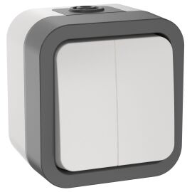 TORS Выключатель двухклавишный 10А IP55 TS205 серо-белый IEK