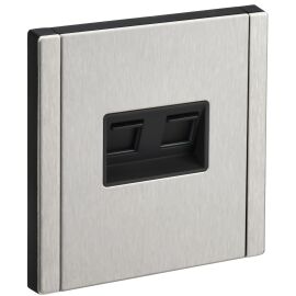 FORTE&PIANO Розетка компьютерная двойная RJ45 кат.5E FP733M металл никель IEK