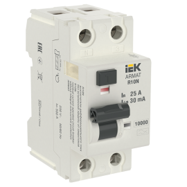 Выключатель дифференциального тока R10N 2P 25А 30мА тип A, IEK AR-R10N-2-025A030