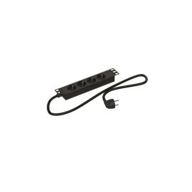 Блок розеток 19", 1U, 4 гнезда (Schuko), 16А, черный, 2,5м, Hyperline SHE19-4SH-2EU