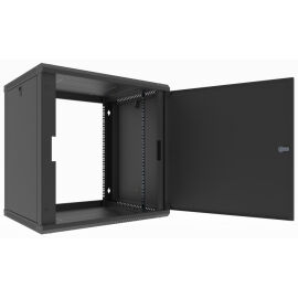 Шкаф настенный 19", 15U, 775х600х450мм, металл. дверь, черный, DANNMAN WXU1545SBK