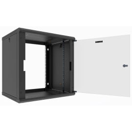 Шкаф настенный 19", 12U, 650х600х650мм, стекл. дверь, черный, DANNMAN WXU1265GBK