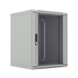 Шкаф настенный 19", 15U, 775x600х450мм, стеклянная дверь, серый, DANNMAN WXD1545GGY